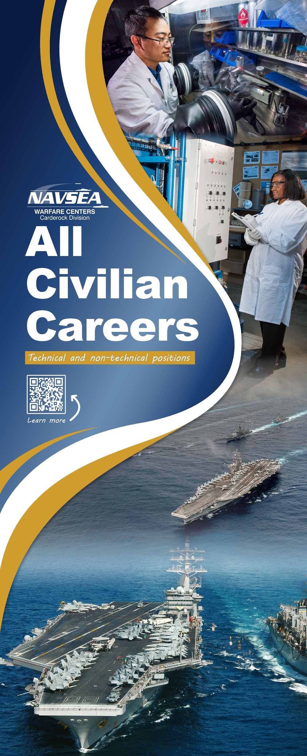 NAVSEA Carderock all civilian career pullup banner (Blue)