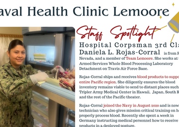 NHC Lemoore staff spotlight: Hospital Corpsman 3rd Class Danie﻿la L. Rojas-Corral