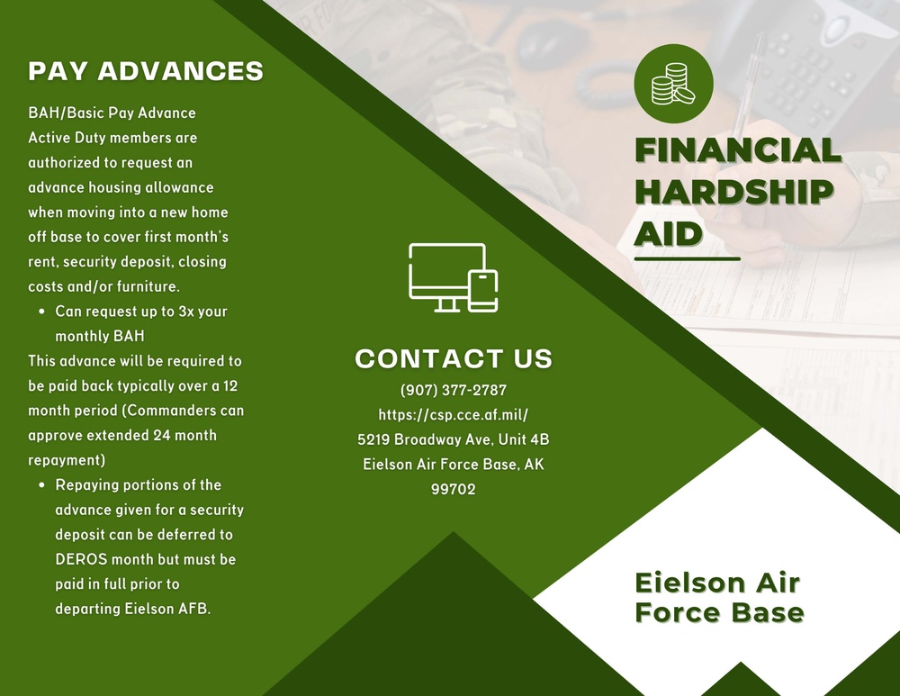 Eielson financial hardships resource brochure