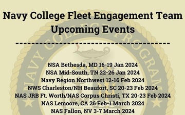 Navy College Fleet Engagement Team Upcoming Schedule