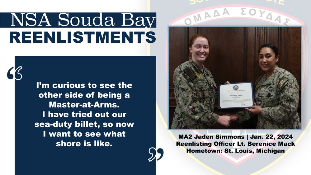 MA2 Simmons Reenlists at NSA Souda Bay