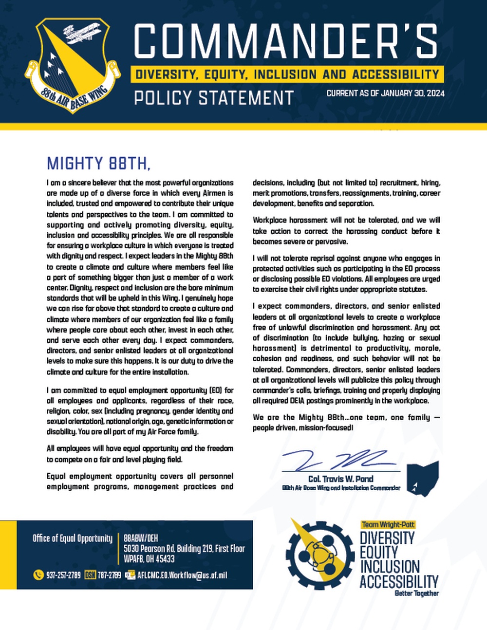 Commander&amp;#39;s DEIA Policy Statement as of January 2024