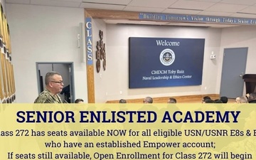 Open Seats Available for Senior Enlisted Academy Class 272