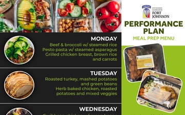 Fort Johnson Performance Plan Meal Prep Menu
