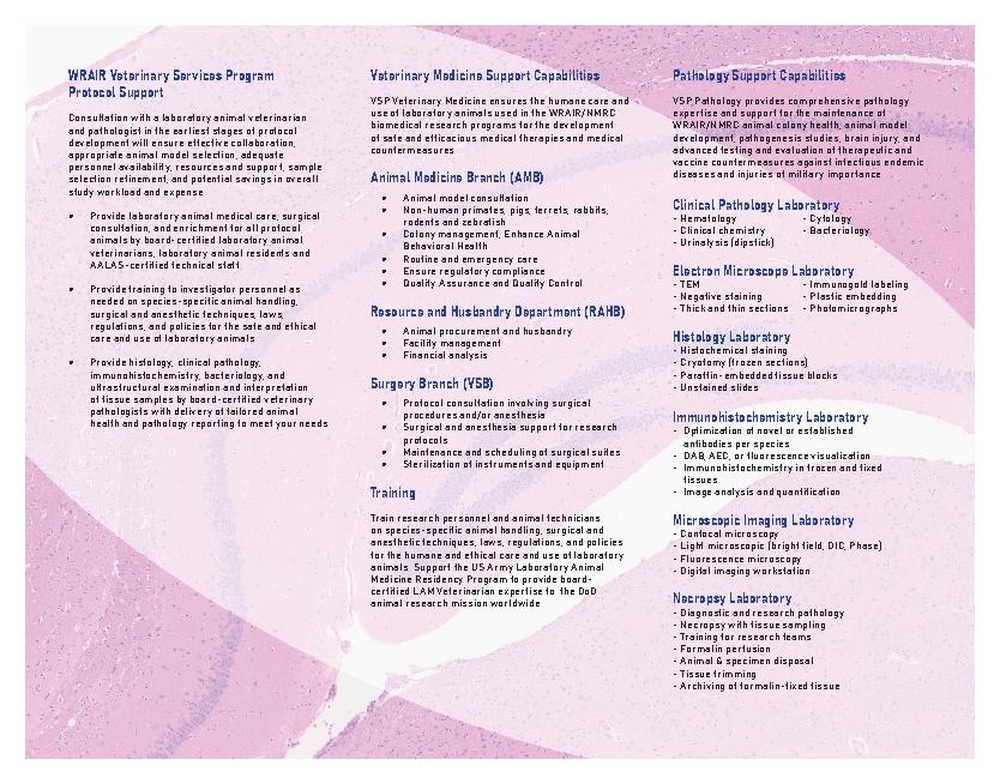 Veterinary Services Program brochure