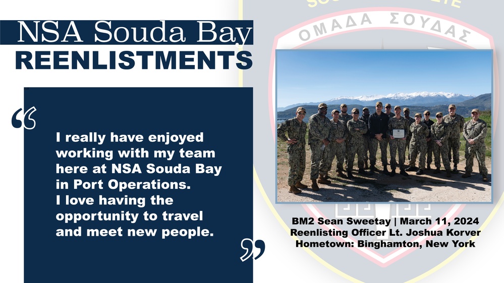 BM2 Sweetay Reenlists at NSA Souda Bay