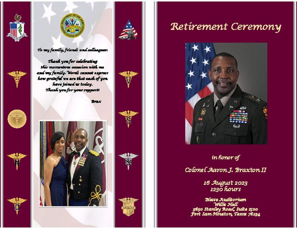 COL BRAXTON RETIREMENT