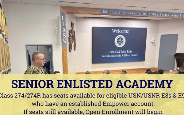 Open Seats Available for U.S. Navy Senior Enlisted Academy Class 274/274R