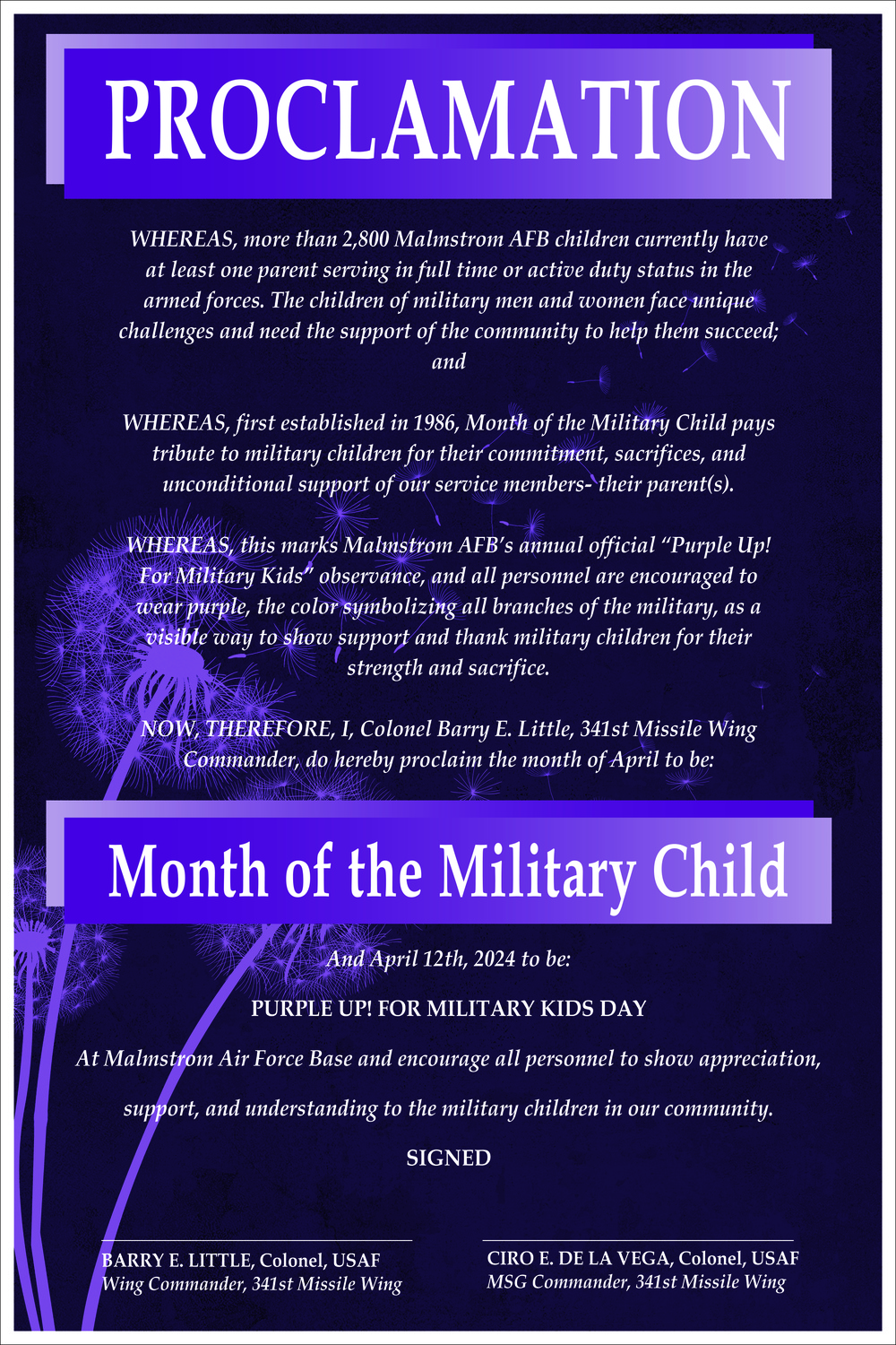 Month of the Military Child Proclamation Poster