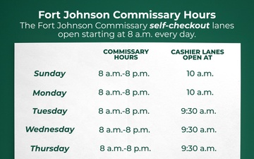 Fort Johnson Commissary Hours