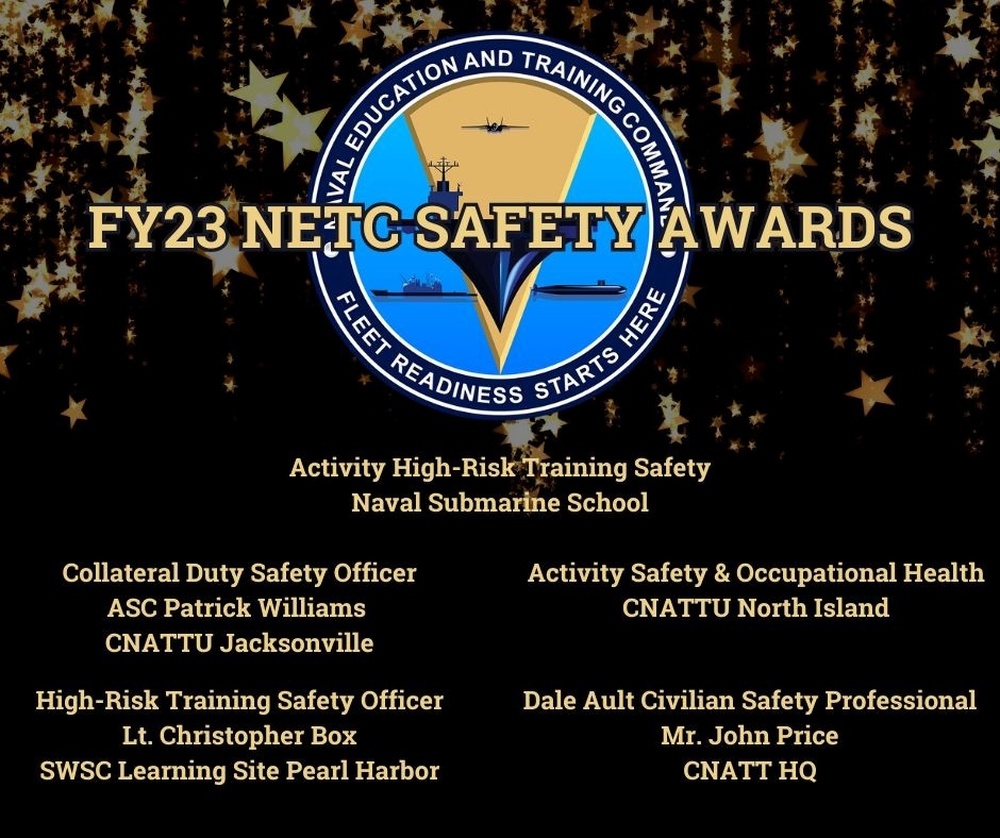 Naval Education and Training Command Announces Its FY23 Safety Awards Winners