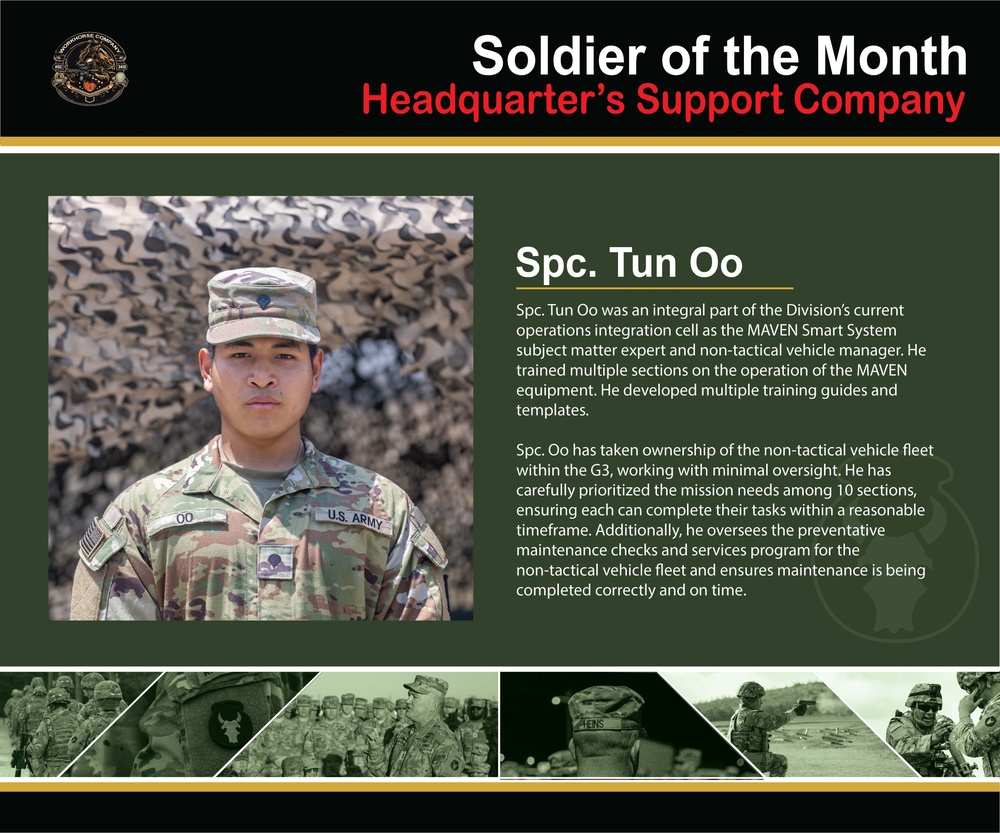 Headquarters Support Company Soldier of the Month - April