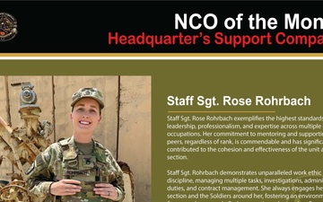 Headquarters Support Company NCO of the Month - April