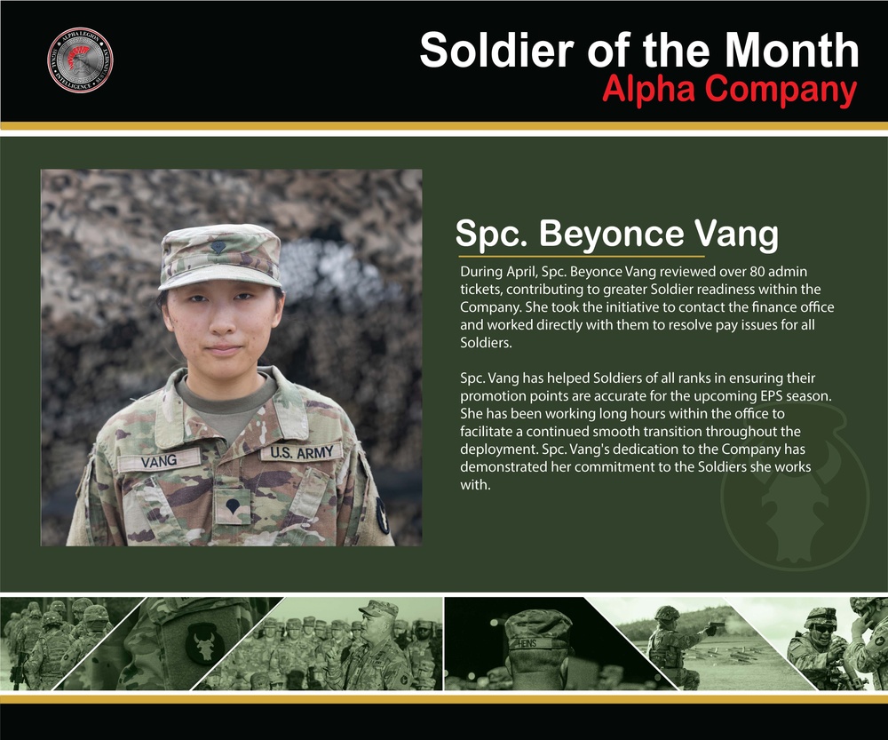 Alpha Company Soldier of the Month - April