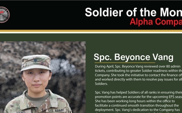 Alpha Company Soldier of the Month - April