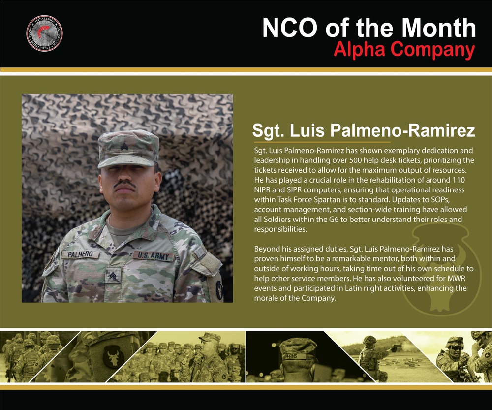 Alpha Company NCO of the Month - April