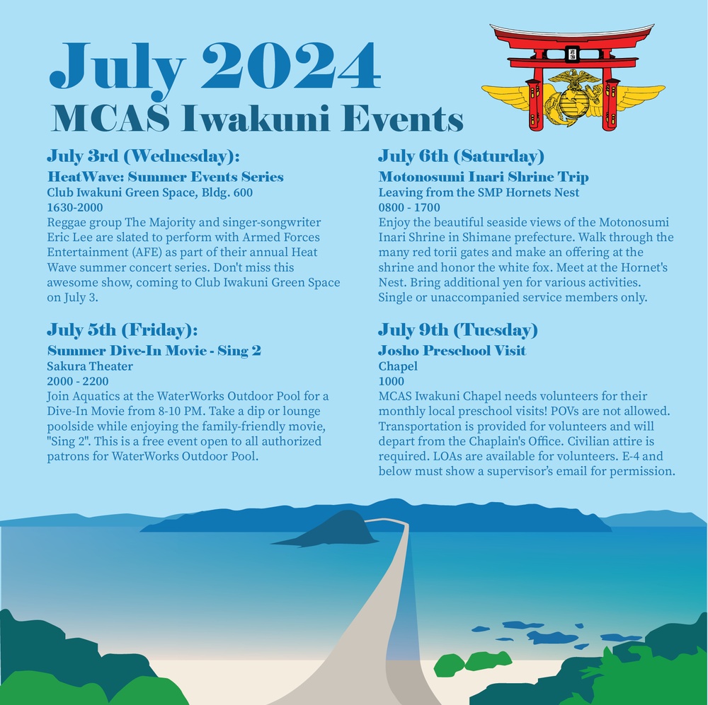 Marine Corps Air Station Iwakuni July 2024 Calendar