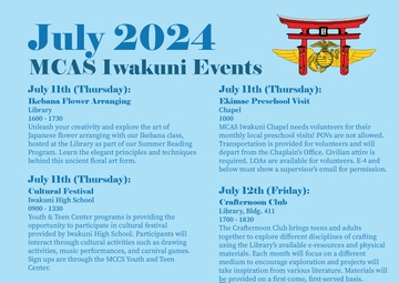 Marine Corps Air Station Iwakuni July 2024 Calendar