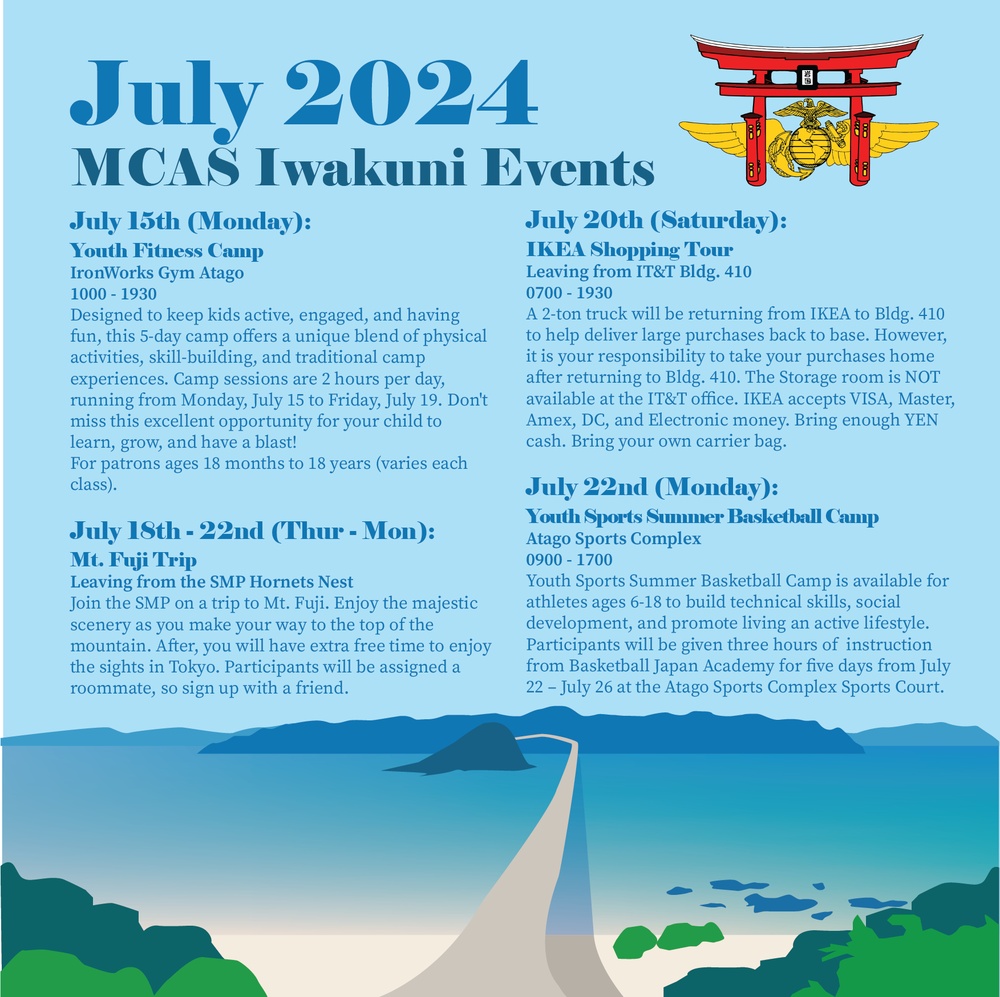 Marine Corps Air Station Iwakuni July 2024 Calendar