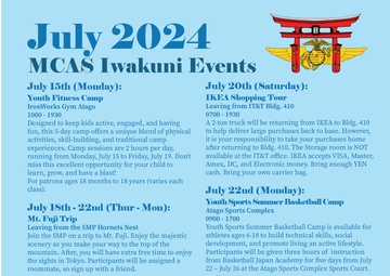Marine Corps Air Station Iwakuni July 2024 Calendar