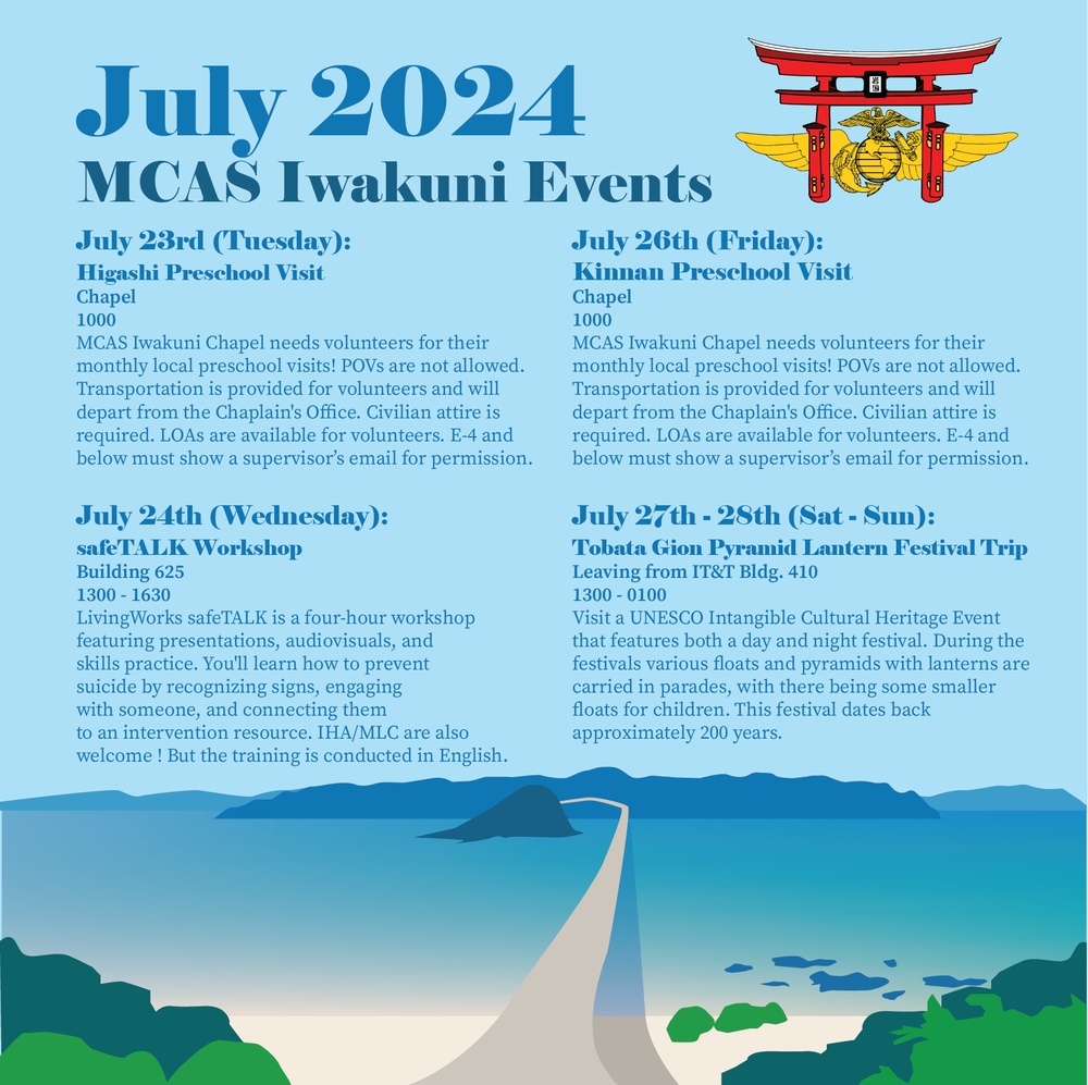 Marine Corps Air Station Iwakuni July 2024 Calendar