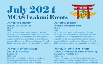 Marine Corps Air Station Iwakuni July 2024 Calendar