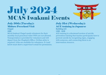 Marine Corps Air Station Iwakuni July 2024 Calendar