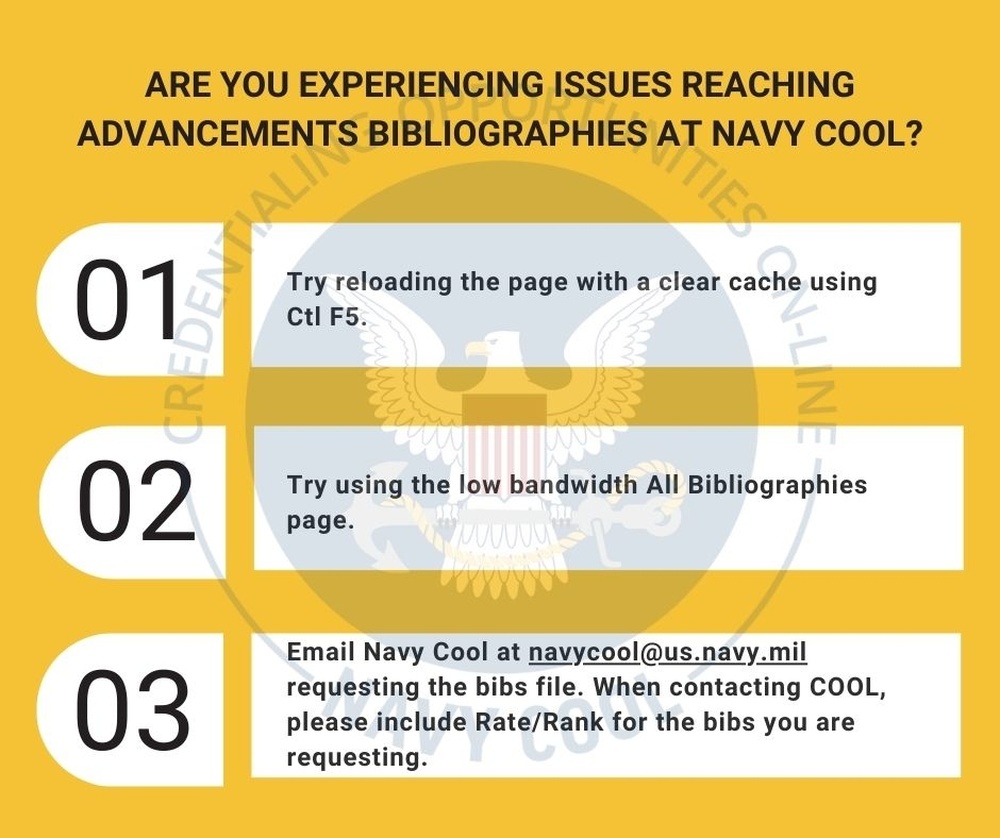 Experiencing Issues with Accessing BIBs at Navy COOL?