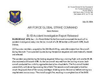 B-1B Accident Investigation Report Released
