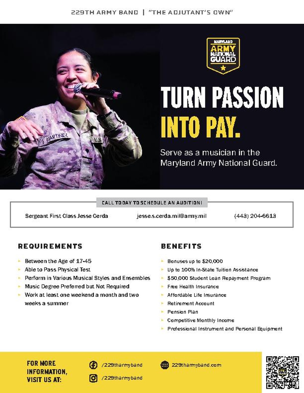 229th Army Band Recruiting Flyer