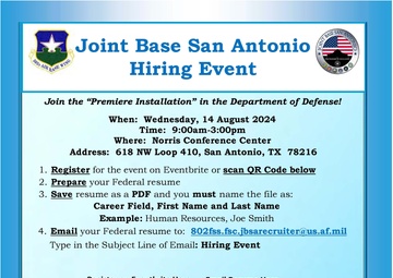 JBSA to host hiring event in San Antonio