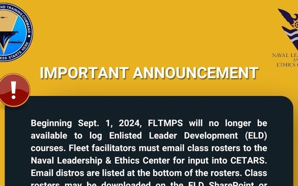 ELD Rosters Need to be Emailed to NLEC for Completion