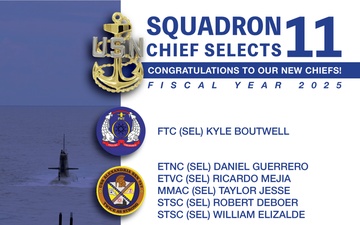 Submarine Squadron 11 Chief Selects Announcement FY25 Graphic