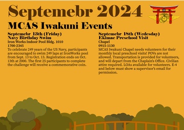 MCAS Iwakuni September Event Calendar 24