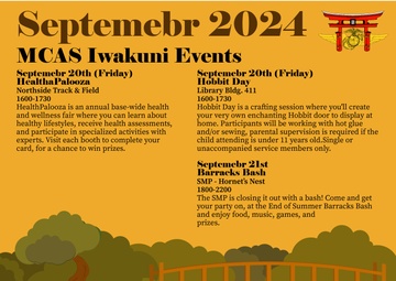 MCAS Iwakuni September Event Calendar 24