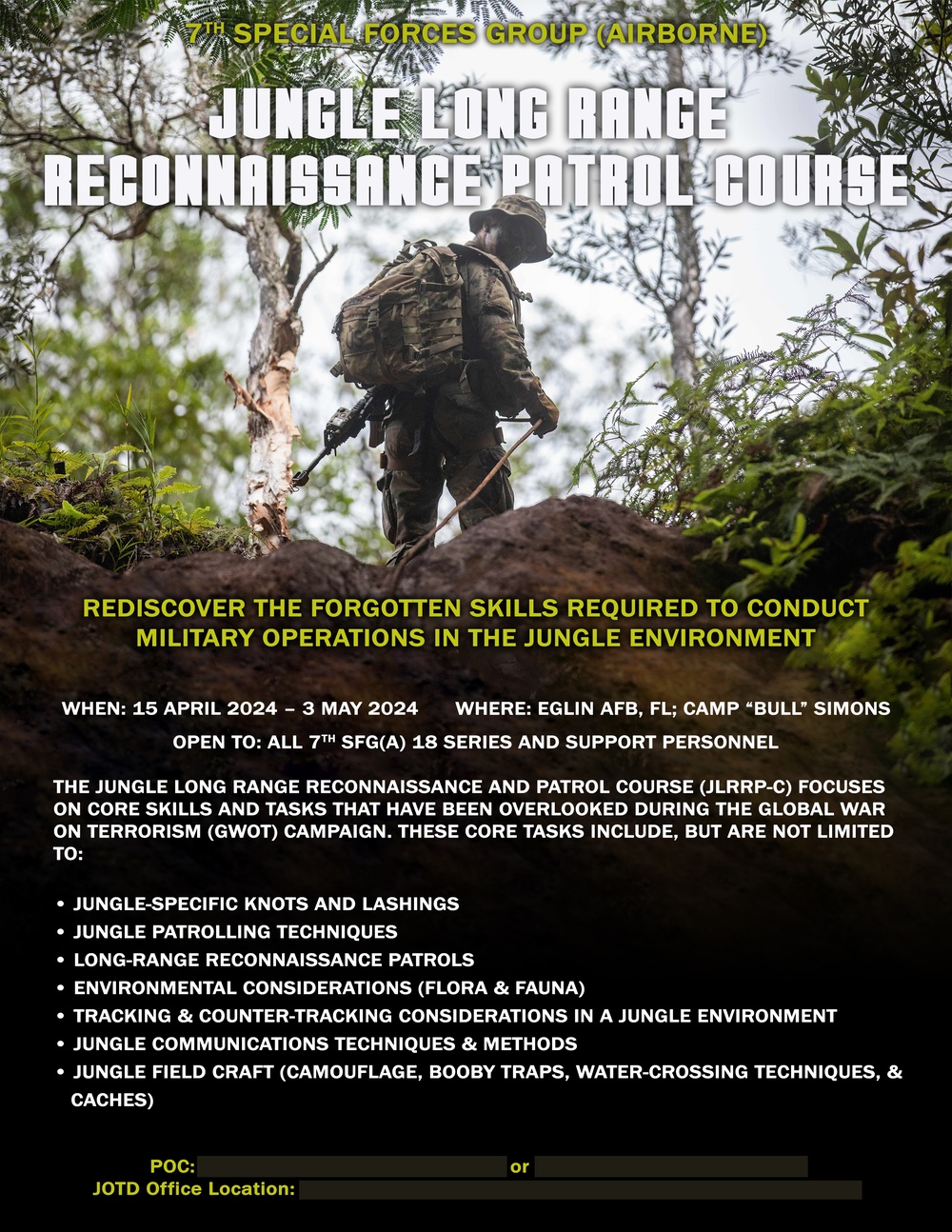 7th Special Forces Group (Airborne) Jungle Long Range Reconnaissance Patrol Course Flyer