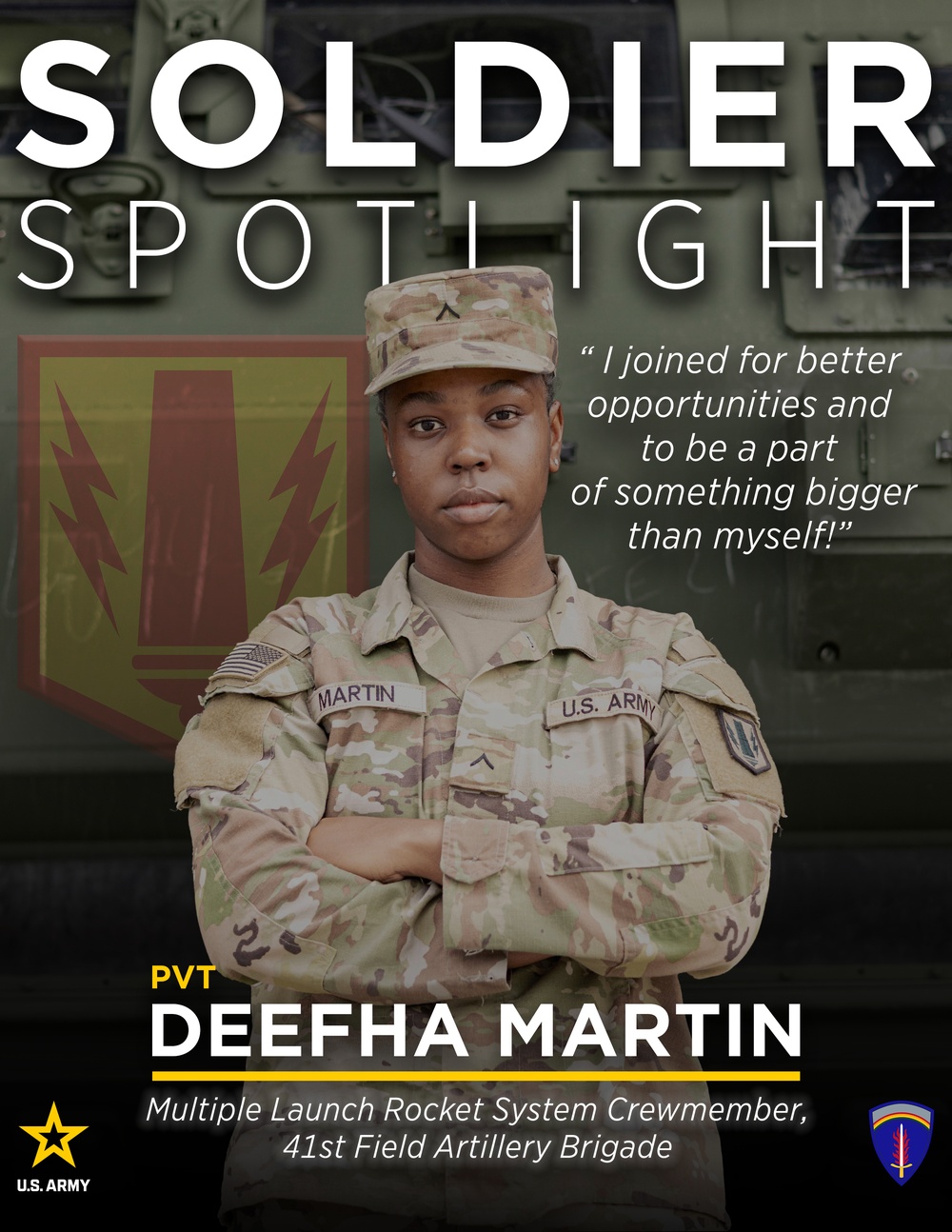 Soldier Spotlight: Pvt. Deefha Martin, 41st Field Artillery Brigade