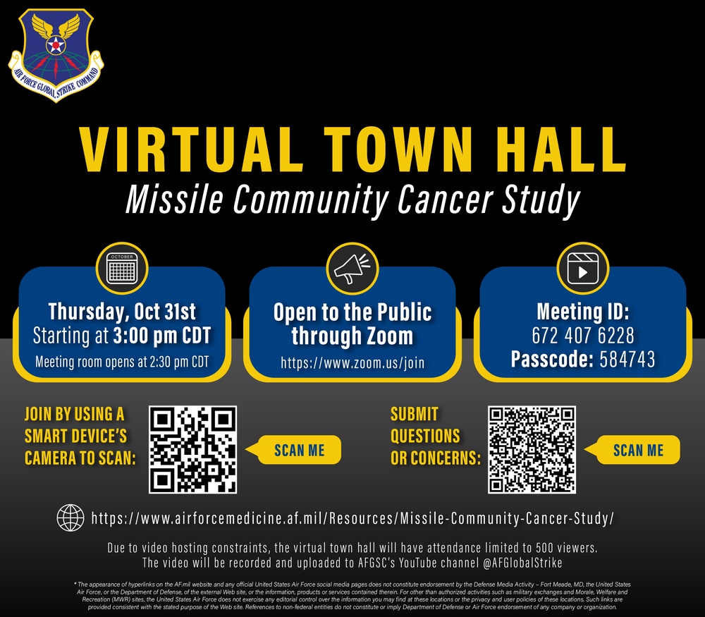 AFGSC announces round 3 environmental sampling results; Virtual Town Hall scheduled to discuss Epidemiological Study Phase 1B