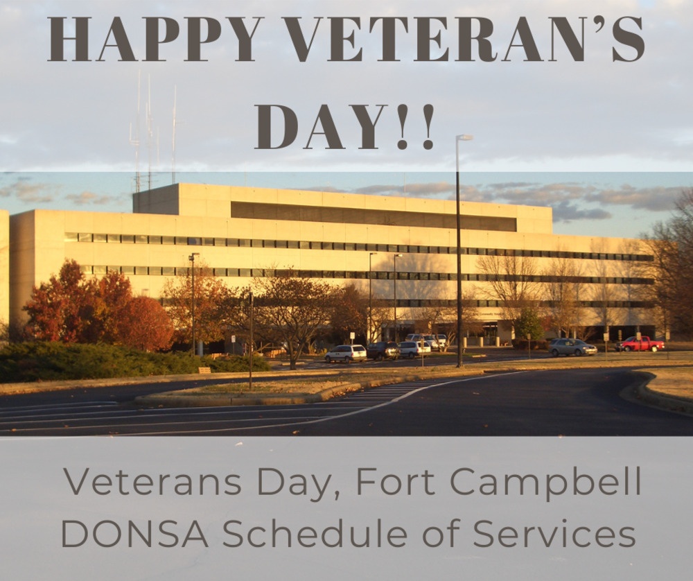 BACH leaders share Veterans Day, Fort Campbell DONSA Schedule of Services