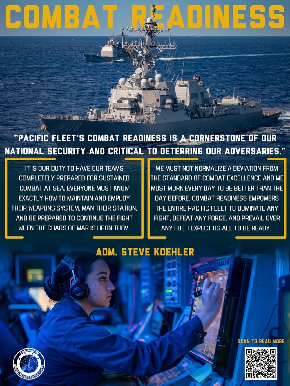 Adm. Steve Koehler, commander, U.S. Pacific Fleet, issues &quot;Combat Readiness&quot; Fleet Order