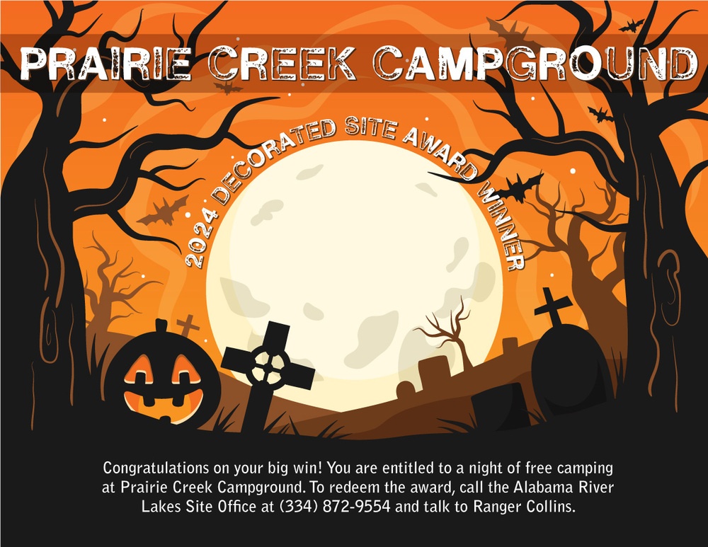 Prairie Creek Campground Halloween Decoration Certificate