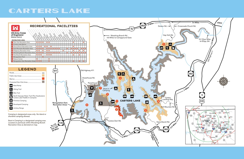 Carters Lake and Dam Map and Artwork