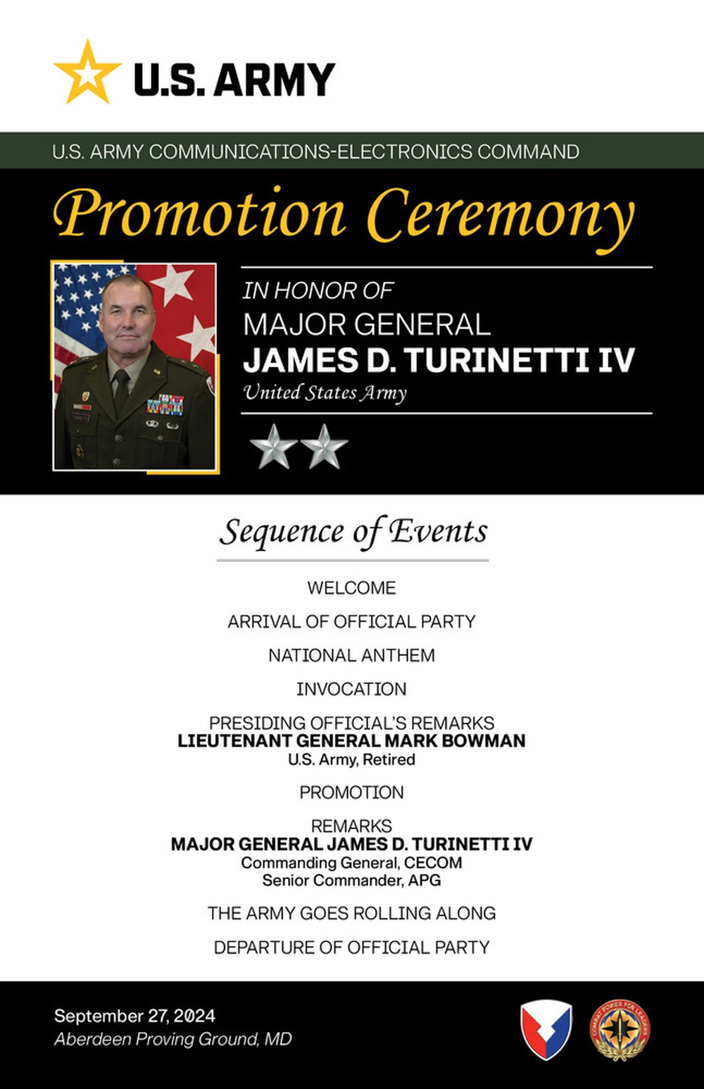 Major General Turinetti Promotion