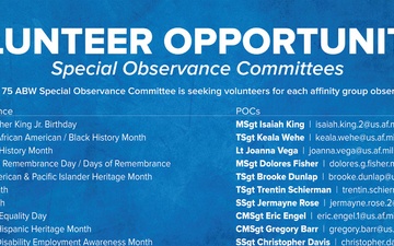 Special Observance: Volunteer Opportunities