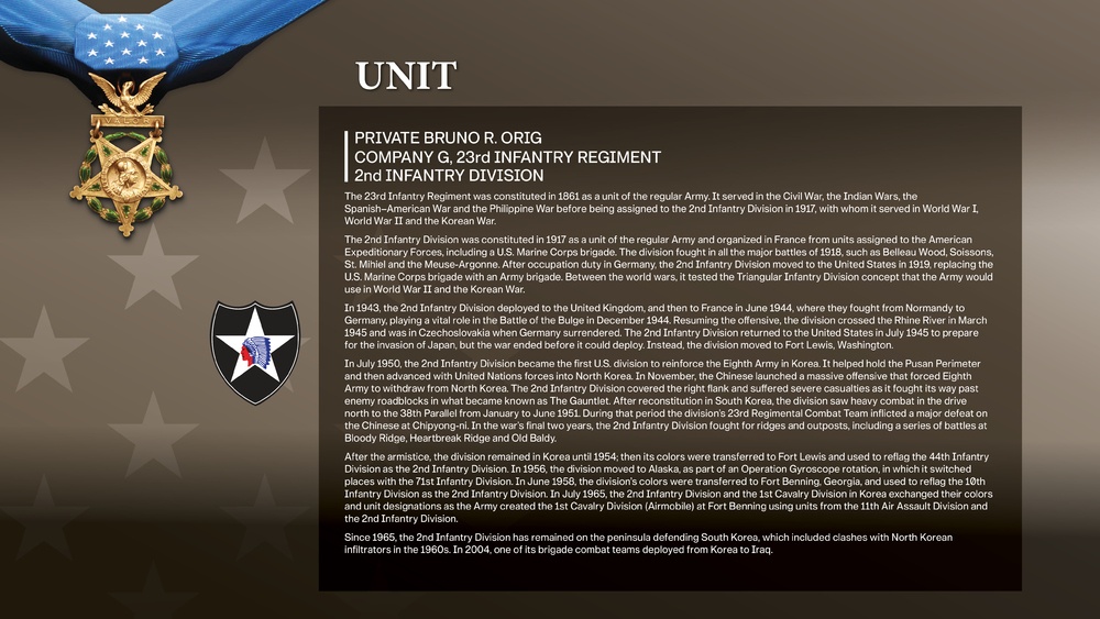 Medal of Honor - Pvt. Bruno R. Origig