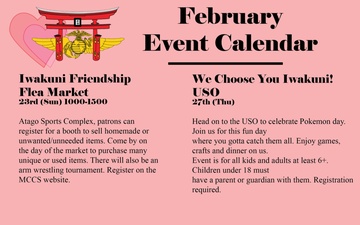 MCAS Iwakuni Februrary Event Calendar