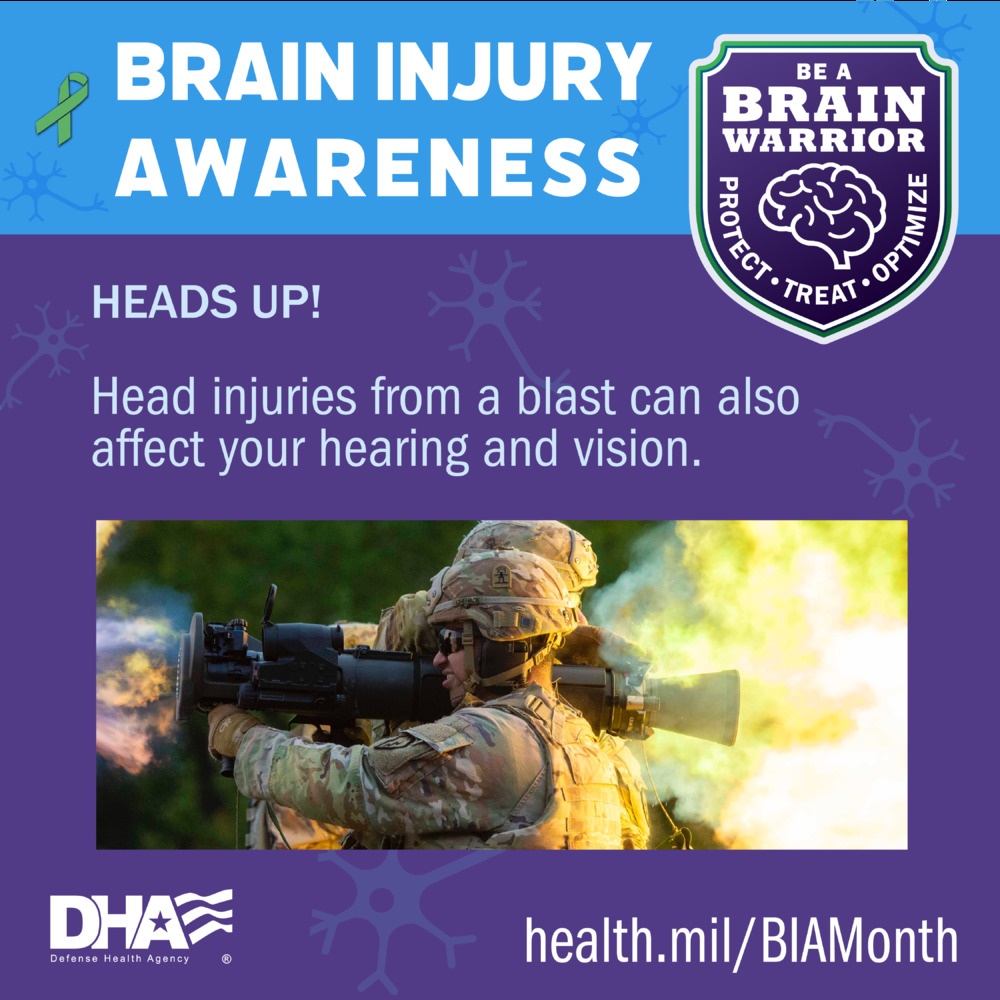 Heads up! Head injuries from a blast can also affect your hearing.