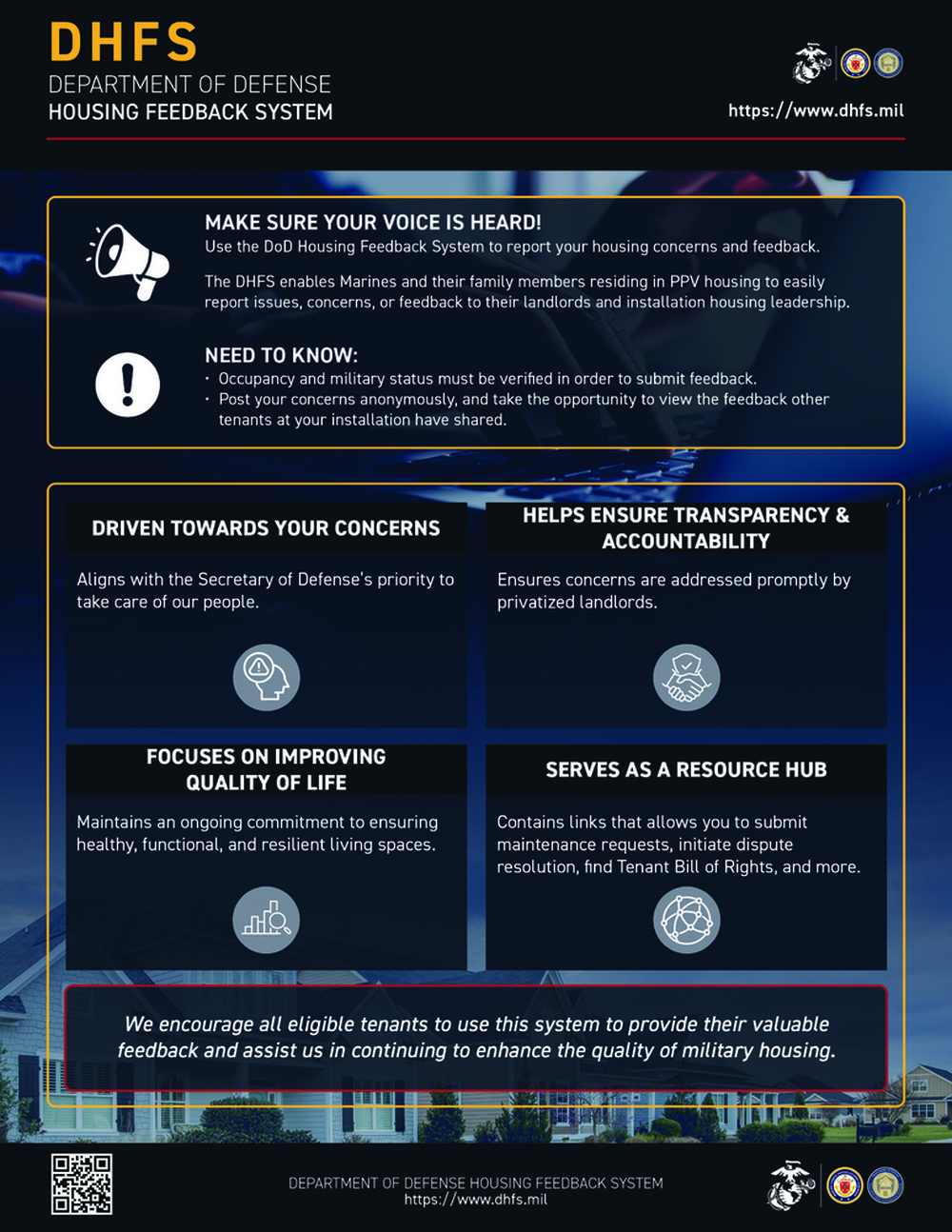 USMC DoD Housing Feedback System Flyer