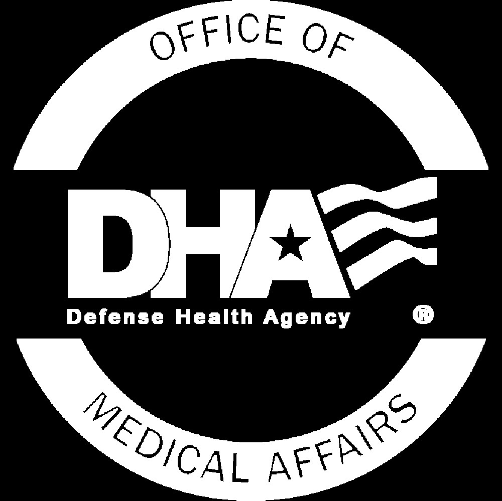 DHA Office of Medical Affairs round white logo