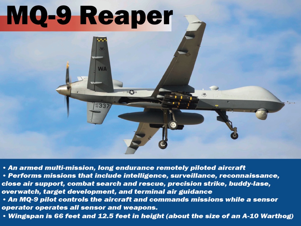 MQ-9 Reaper remotely piloted aircraft infographic